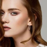 Julianna B Sterling Silver Created White Sapphire Hoop Earrings