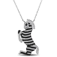 Julianna B Sterling Silver Black Spinel and White Topaz Zebra Necklace