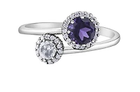 10K White Gold Amethyst & Canadian Diamond Ring