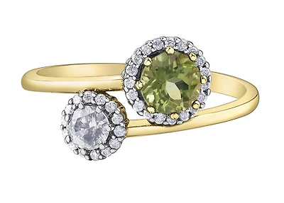 10K Yellow Gold Peridot and Canadian Diamond Ring