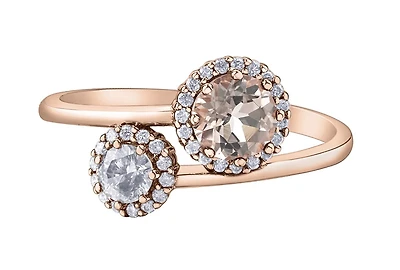 10K Rose Gold Morganite and Canadian Diamond Ring