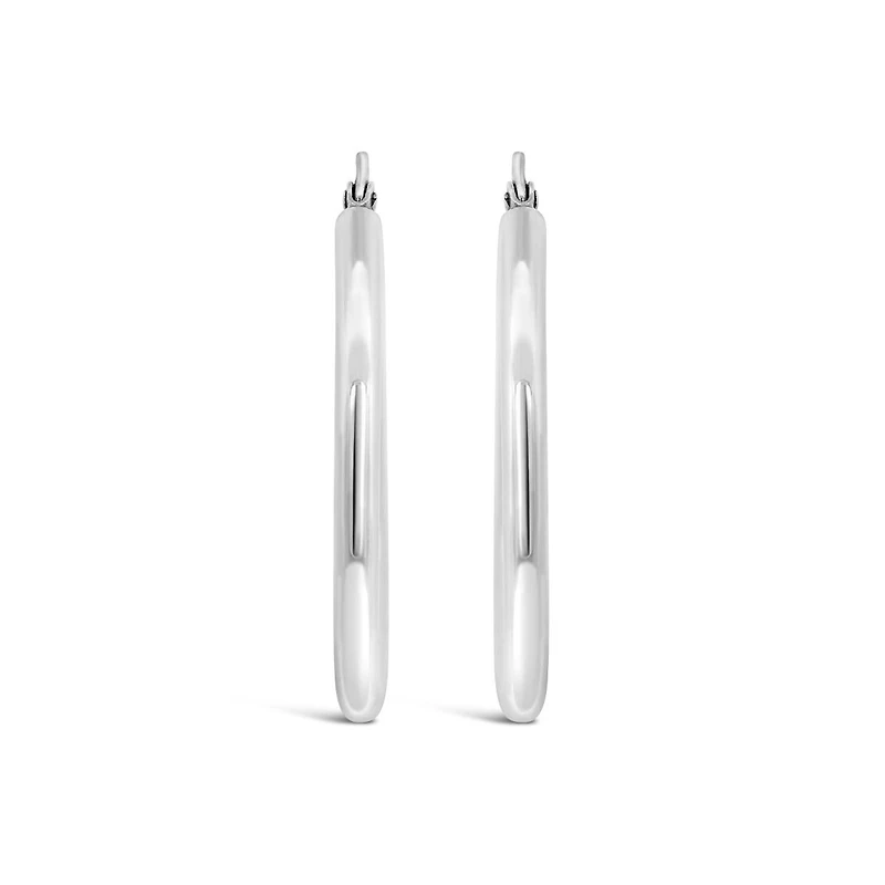 14K White Gold 30mm Hoop Earrings