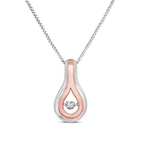 Dancing Diamonds Sterling Silver and 10K Rose Gold Canadian Diamond Pendant