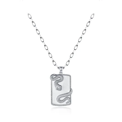 Sterling Silver Cubic Zirconia Snake 24" Pendant