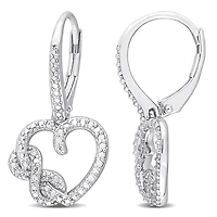 Julianna B Sterling Silver Diamond Heart Dangle Earrings