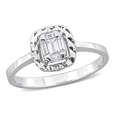 Julianna B 14K White Gold 0.24CTW Square Halo Diamond Ring