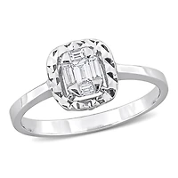 Julianna B 14K White Gold 0.24CTW Square Halo Diamond Ring
