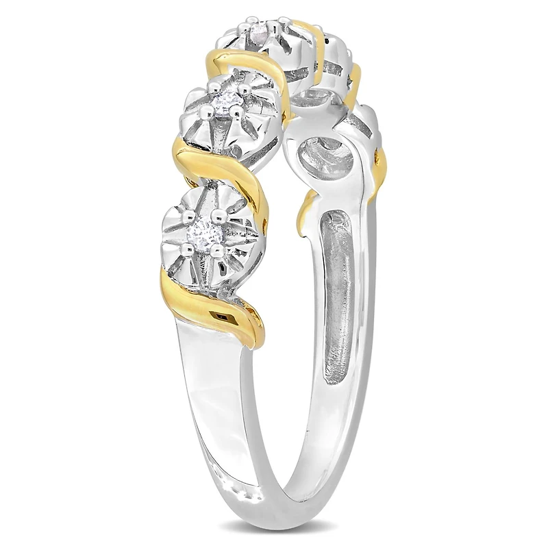 Julianna B Yellow Plated Sterling Silver Diamond Twist Fashion Band