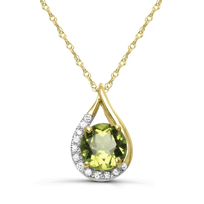 10K Yellow Gold Peridot & Diamond Pendant