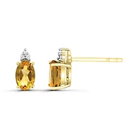 10K Yellow Gold Citrine & Diamond Earrings