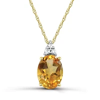 10K Yellow Gold Citrine & Diamond Pendant