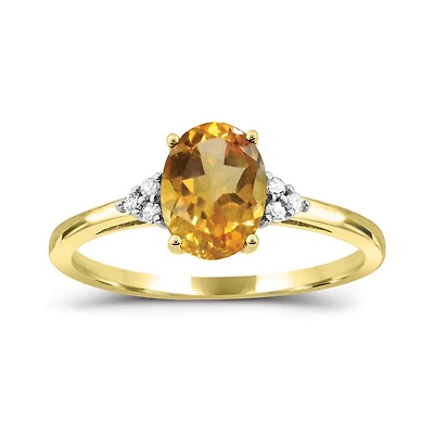 10K Yellow Gold Citrine & Diamond Ring