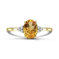 10K Yellow Gold Citrine & Diamond Ring