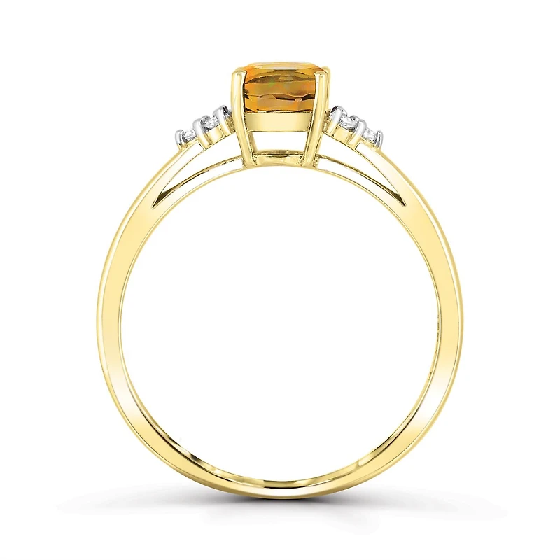 10K Yellow Gold Citrine & Diamond Ring