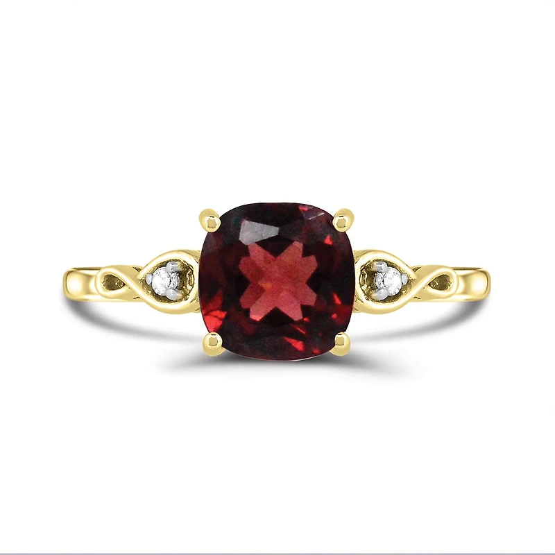10K Yellow Gold Garnet & Diamond Infinity Ring