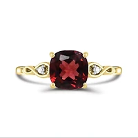 10K Yellow Gold Garnet & Diamond Infinity Ring