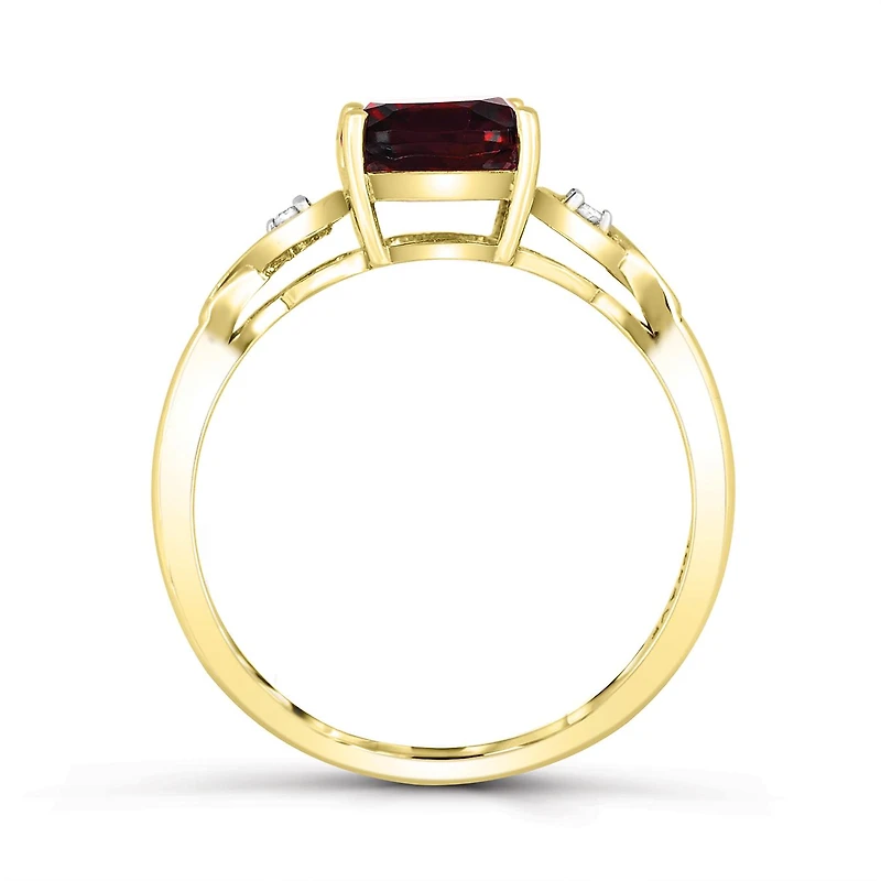 10K Yellow Gold Garnet & Diamond Infinity Ring