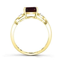 10K Yellow Gold Garnet & Diamond Infinity Ring
