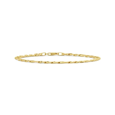 10K Yellow Gold 8.5" Solid Diamond Cut Figarucci Bracelet