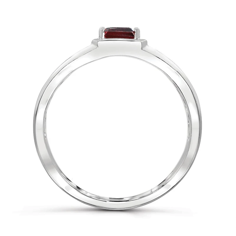 Sterling Silver Garnet Men's Ring