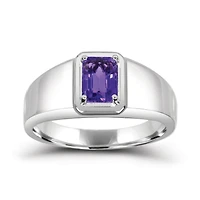 Sterling Silver Amethyst Men's Ring