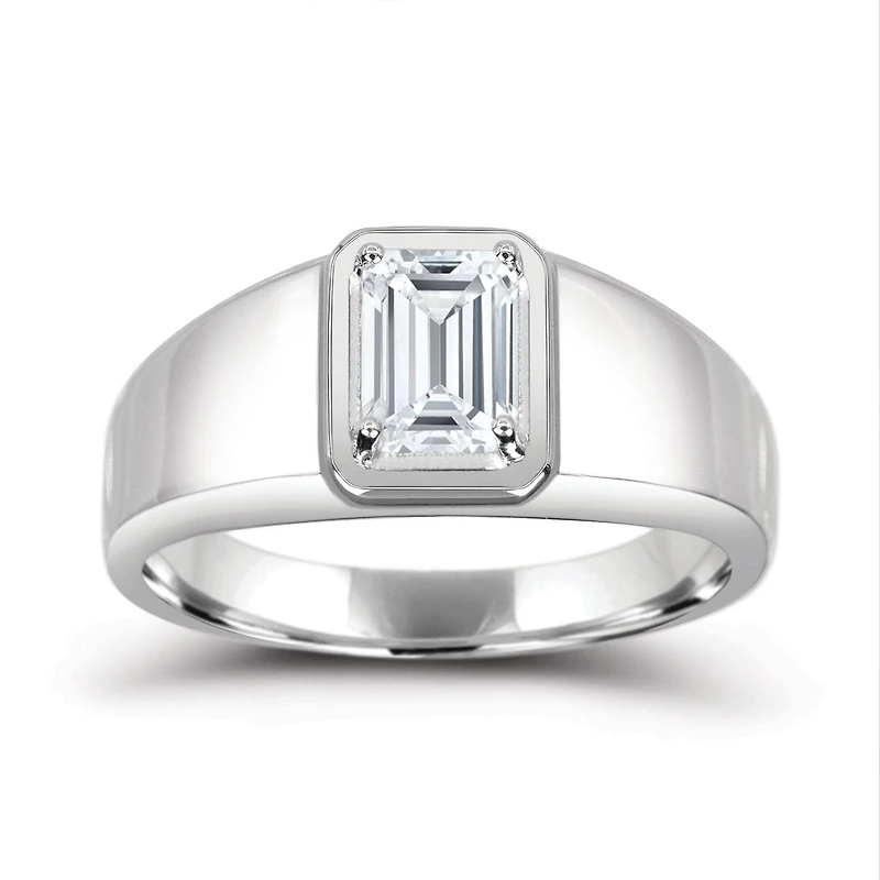 Sterling Silver White Topaz Men's Ring