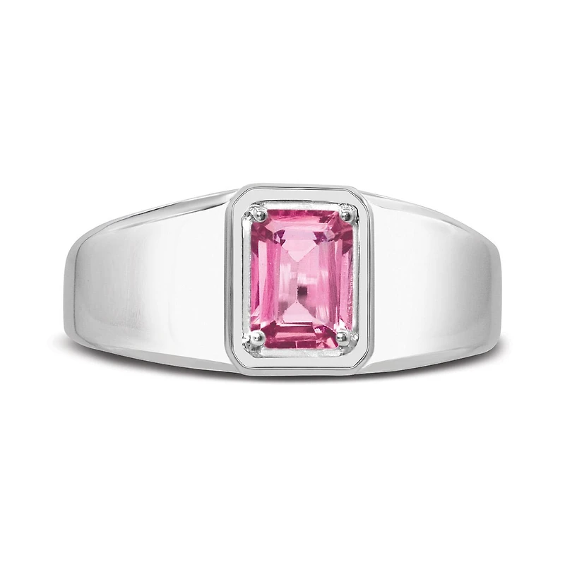 Sterling Silver Pink Tourmaline Men's Ring
