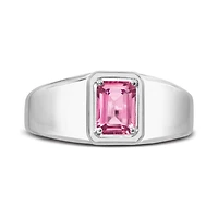 Sterling Silver Pink Tourmaline Men's Ring