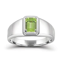 Sterling Silver Peridot Men's Ring
