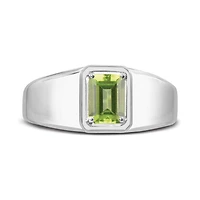 Sterling Silver Peridot Men's Ring