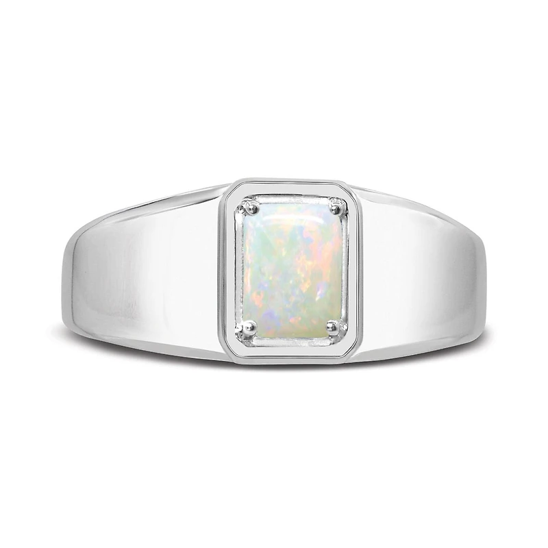 Sterling Silver Opal Men's Ring