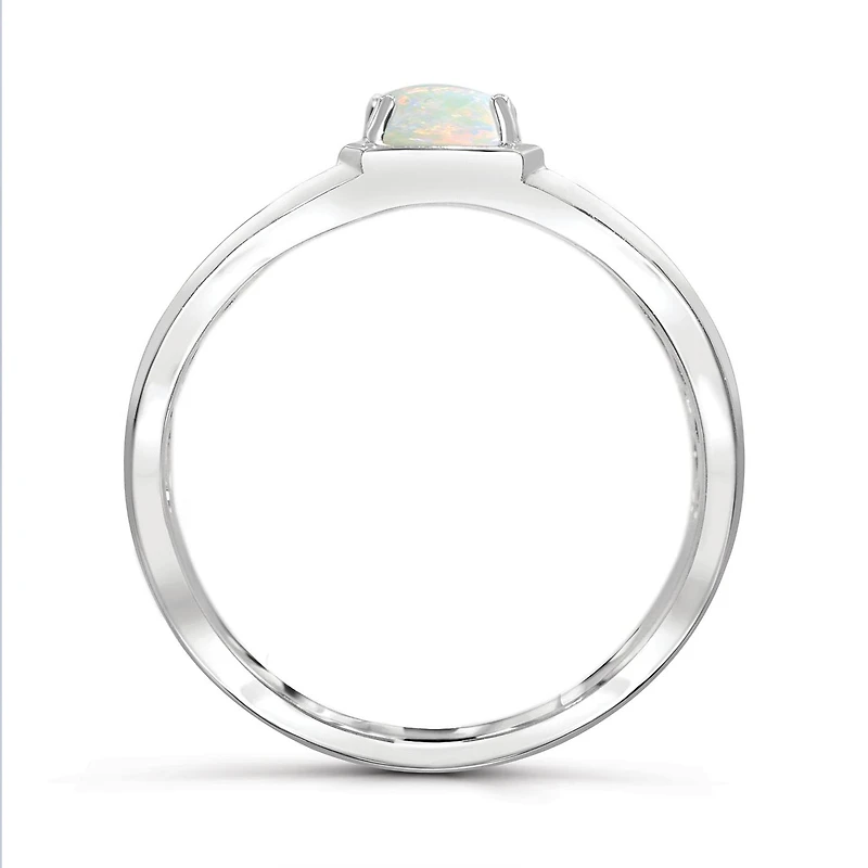 Sterling Silver Opal Men's Ring
