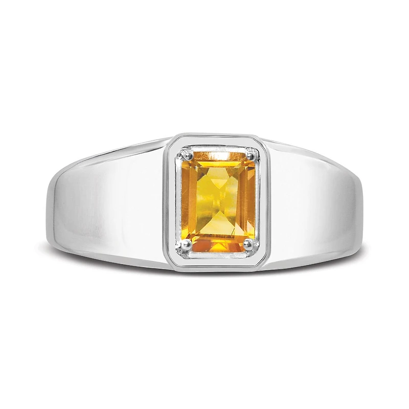 Sterling Silver Citrine Men's Ring