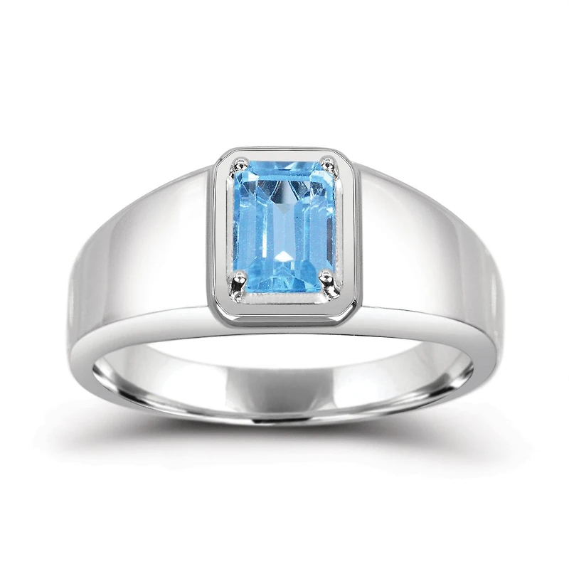 Sterling Silver Swiss Blue Topaz Men's Ring
