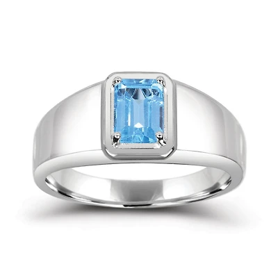 Sterling Silver Swiss Blue Topaz Men's Ring