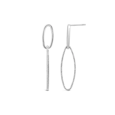 Sterling Silver Oval Drop Earrings