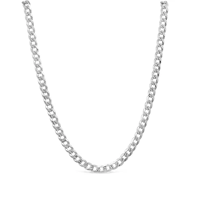 Sterling Silver 18" Pave Curb Chain