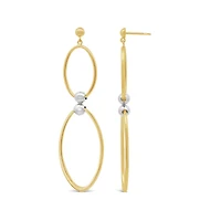 10K Two Tone Gold Oval Drop Earrings