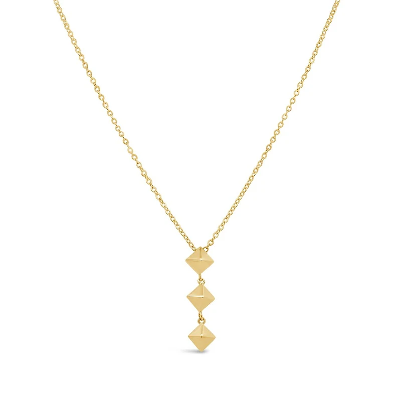 14K Yellow Gold Geometric Drop 17" + 1" Pendant