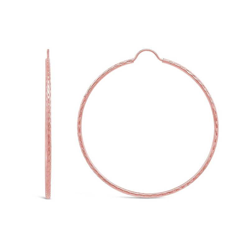 10K Rose Gold 40Mm Flexible Hoop Earrings