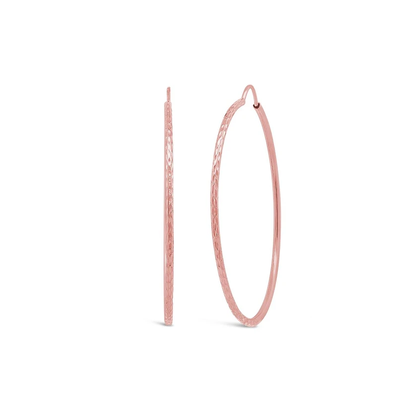 10K Rose Gold 40Mm Flexible Hoop Earrings