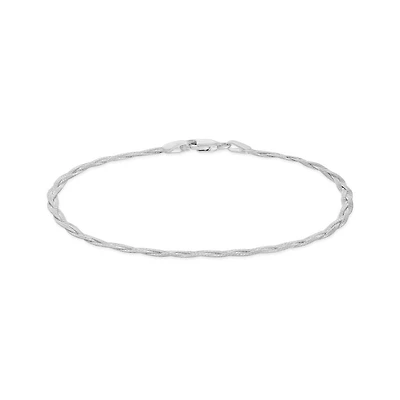 10K White Gold 7.5" 2.7mm Braided Herringbone Bracelet