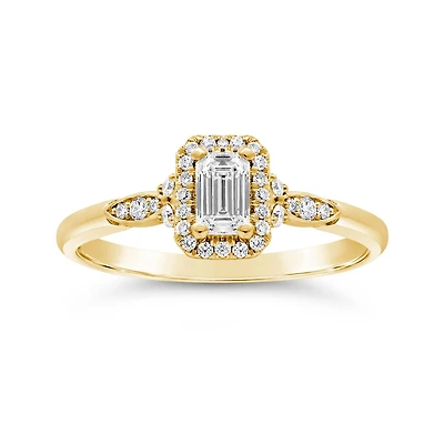 Glacier Fire Emerald Cut Canadian 0.44CTW Engagement Ring in 14K Yellow Gold