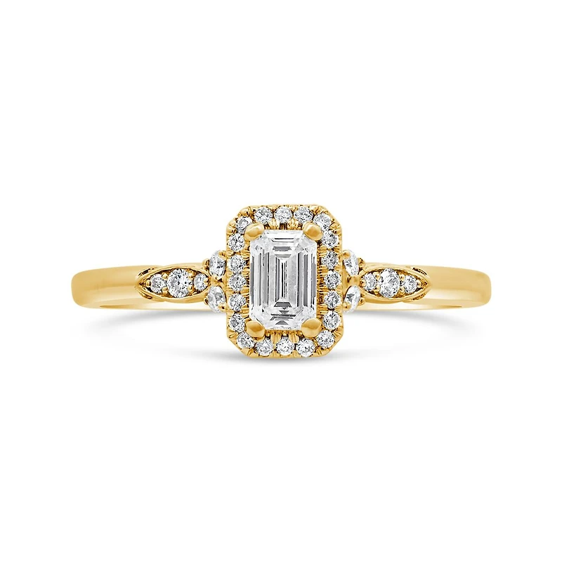 Glacier Fire Emerald Cut Canadian 0.44CTW Engagement Ring in 14K Yellow Gold