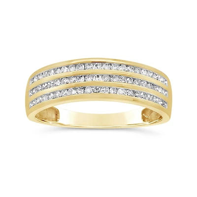 0.40CTW Diamond Three Row Band in 10K Yellow Gold