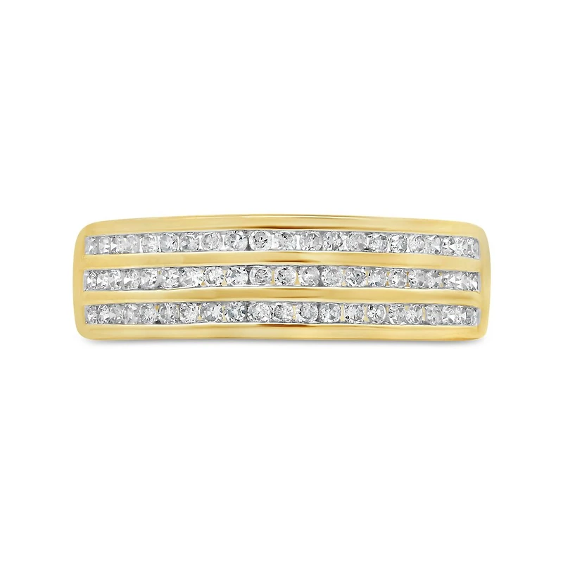 0.40CTW Diamond Three Row Band in 10K Yellow Gold
