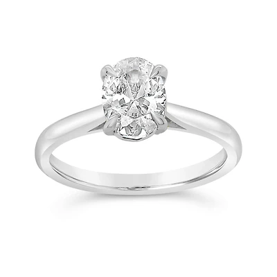 Lab Grown Oval 1.00CT Oval Shaped Diamond Solitaire Ring in 14K White Gold
