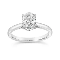 Lab Grown Oval 1.00CT Oval Shaped Diamond Solitaire Ring in 14K White Gold