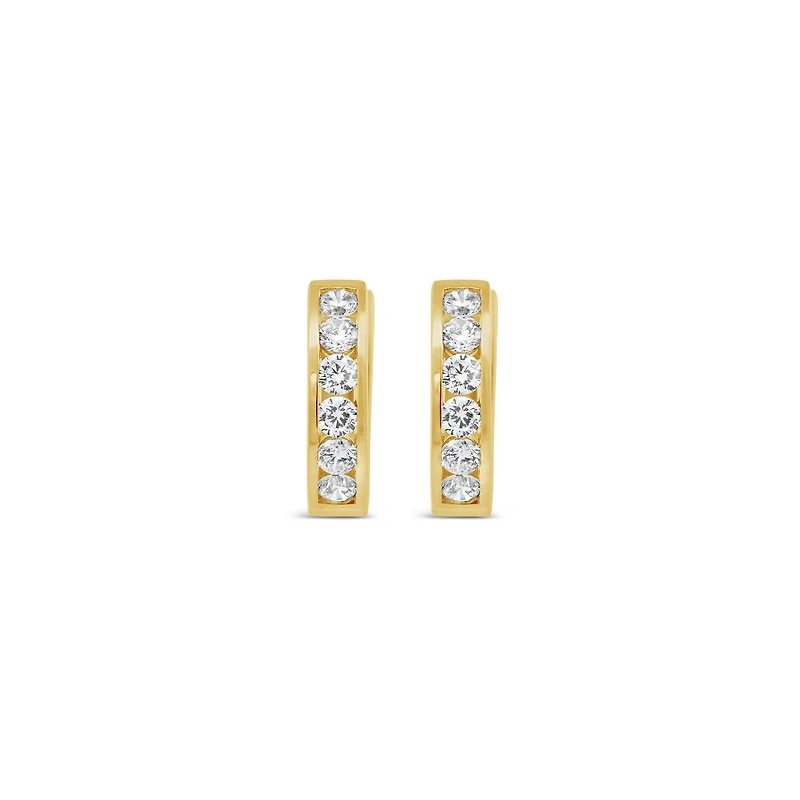 New Brilliance Lab Grown 1.00CTW Diamond Hoop Earrings in 10K Yellow Gold