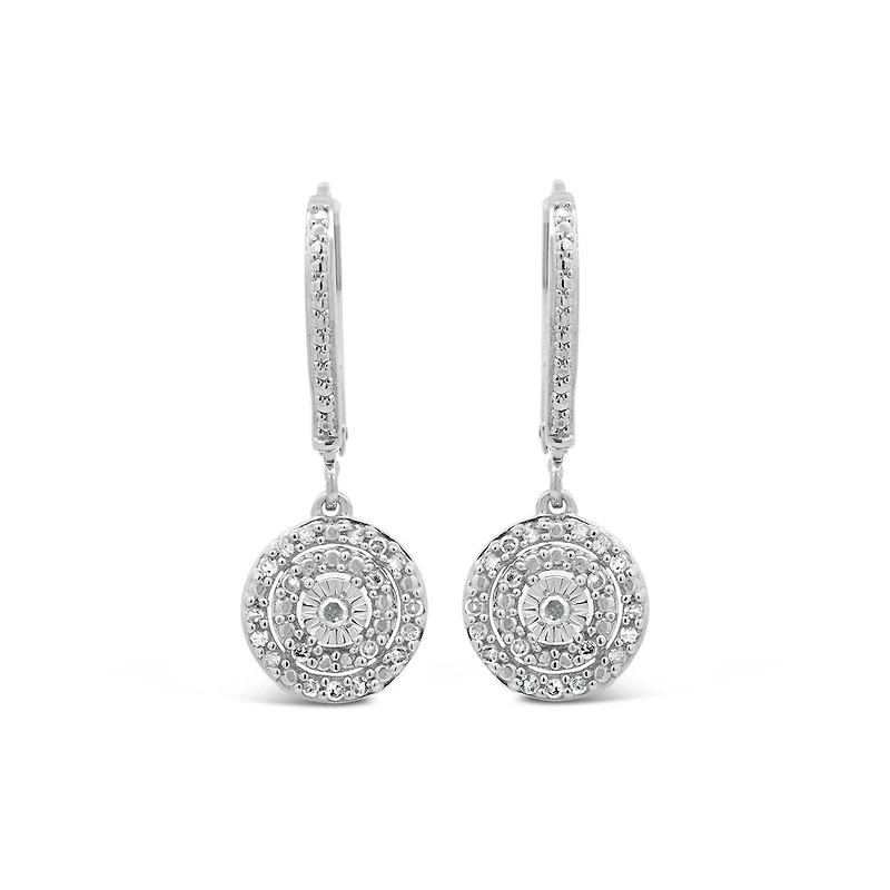 0.25CTW Diamond Dangle Earrings in Sterling Silver